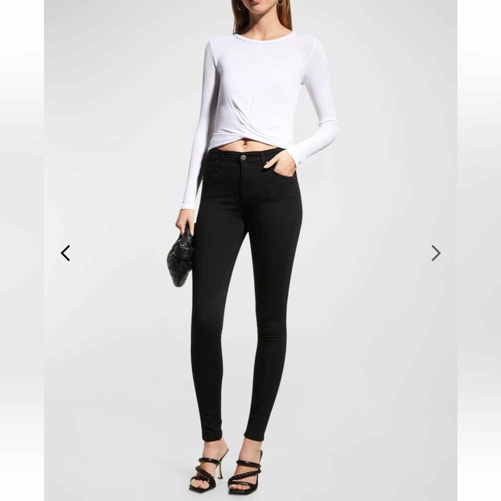 AG Farrah Skinny Ankle High Rise Jeans 28R Super Black Stretch